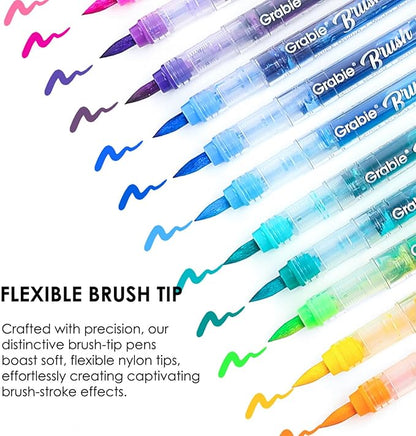 Grabie Acrylic Paint Pens Set, Easy-Flow Brush Tip Painting Markers for Canvas, Wood Crafts, Brush Tip Art Supplies