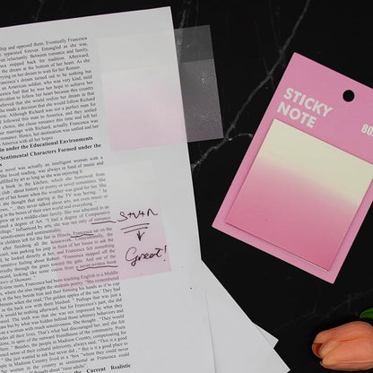 Gradient Transparent Sticky Notes, 8x8 cm See Through Notes for Annotating Bible Journaling Office Supplies, 50 Sheets/Pad, 4 Pads