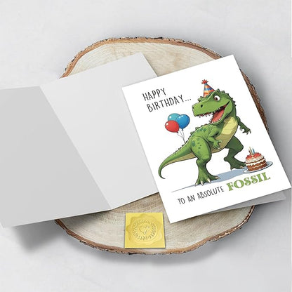 Dinosaur Birthday Card for Him Her, Funny Birthday for Men Women, Happy Birthday to An Absolute Fossil
