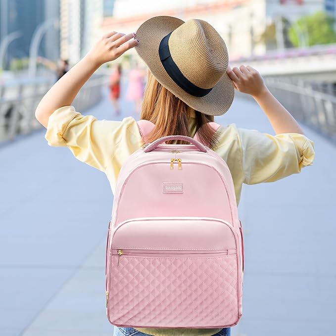 Rolling Backpack Carry On Luggage For Adults With Wheels, 40L Wheeled Backpack For Women, Travel Roller Backpack, Rolling Bag, Pink