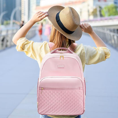 Rolling Backpack Carry On Luggage For Adults With Wheels, 40L Wheeled Backpack For Women, Travel Roller Backpack, Rolling Bag, Pink