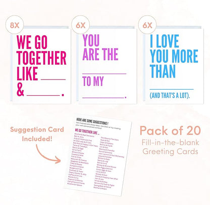 Aly Lou Fill-in-the-Blank Cards, 20 Pieces, Wedding, Anniversary, Birthday, Thank You