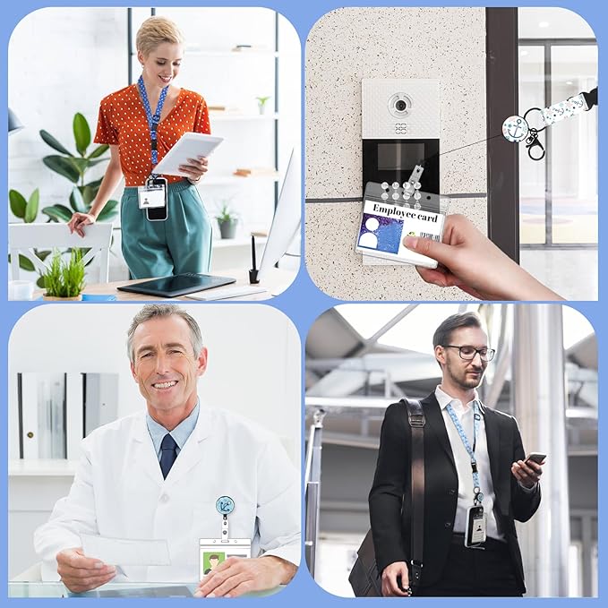 BESARME 3 Pack Retractable Cruise Lanyards, Adjustable Lanyards for Cruise Ship Cards with Badge Reel Holder, 6 Pack Waterproof ID Badge Holder and 3 Pack Phone Tether Tab, Style B