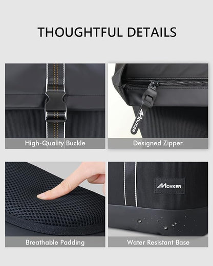 Rolltop Travel Commuter Backpack for Men Black Faux Leather Knapsack and Laptop Compartment College Necessities Casual Daypack Expandable Bag