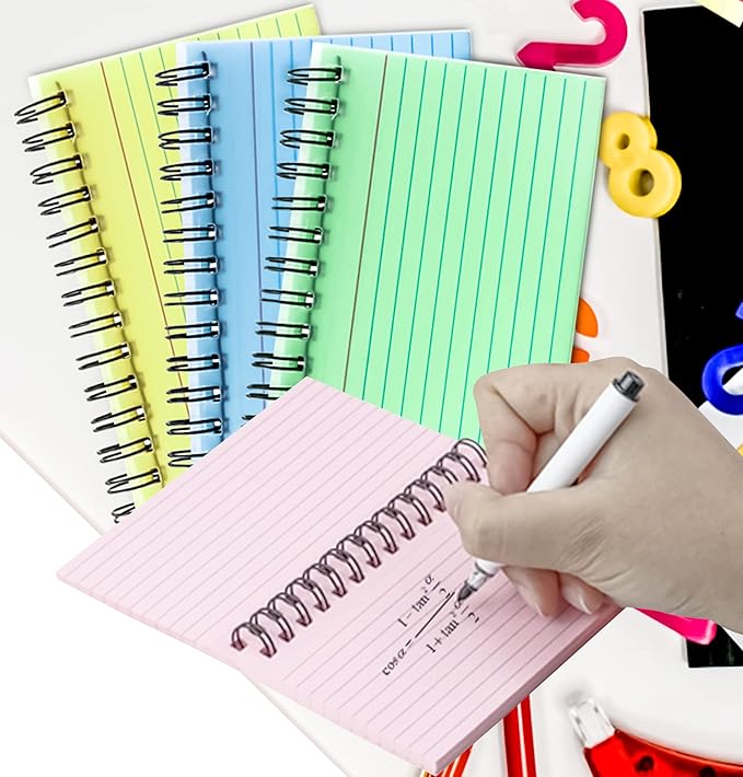 MotBach 500 Sheets Multicolor Index Cards, 10 Pads Spiral Bound Ruled Index Cards with PVC Cover, Learning Card Note Cards for Home School and Office, 3.3 x 5 Inch, 5 Colors