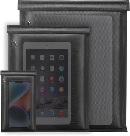 3 Pack Faraday Bags- Large Faraday Cage, Anti-Tracking Faraday Bag for Laptops & Tablets & Phones & Car Keys, RFID Signal Blocker Faraday Pouch, Fireproof & Waterproof Faraday Key Fob Protector