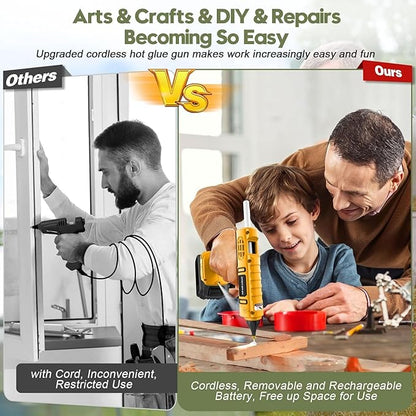 100W Cordless Hot Glue Gun for DeWalt 20V Battery(NO Battery), Full Size Hot Glue Gun Cordless & Rechargeable, Wireless Hot Glue Gun Kit with 12pcs 0.43'' Large Hot Glue Gun Stick Set for Craft & DIY