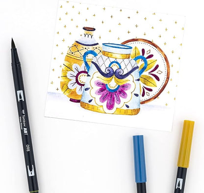 Tombow 56186 Dual Brush Pen Art Markers, Muted, 10-Pack. Blendable, Brush and Fine Tip Markers