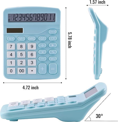 Golcellia Calculators Desktop, Blue Calculator, Cute Calculator 12 Digit Desk Calculator Large Display, Dual Power Solar Battery, Office Home School Supplies for Adults & Students