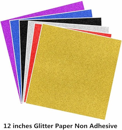 Baisunt 10 Sheets Gold Glitter Cardstock Paper for Graduation Cap DIY Project, Scrapbook, Birthday Wedding Party Decoration 250GSM(12x12 In, Non Adhesive)