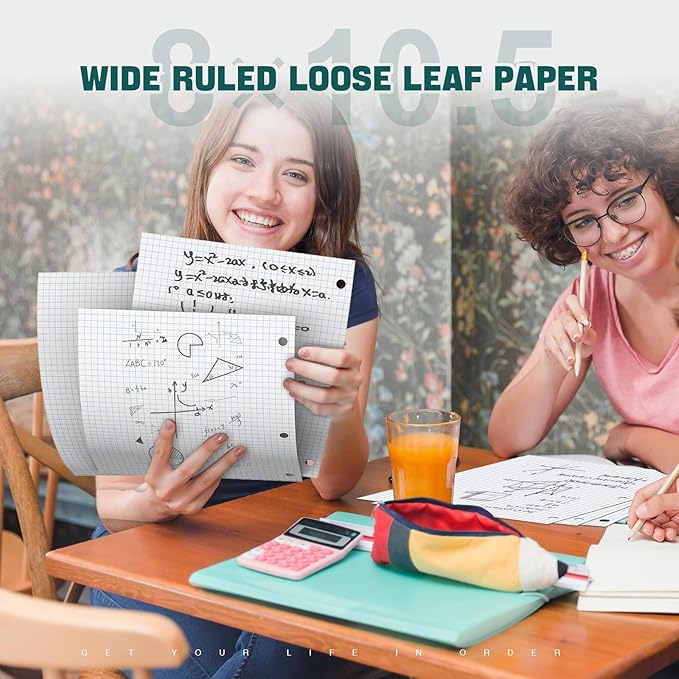 360 Sheets Quad Ruled Graph Paper, 3 Hole Punch Paper 8 x 10.5 White, Loose Leaf Graph Paper,Filler Paper 4 x 4 Graph Rule, Notebook Paper for 3 Ring Binder, Engineering Paper for School Home Business