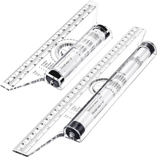 Frienda 2 Pieces Plastic Measuring Rolling Ruler Drawing Parallel Multifunctional Drafting Ruler for Architect Office Math(6 Inch, 12 Inch)