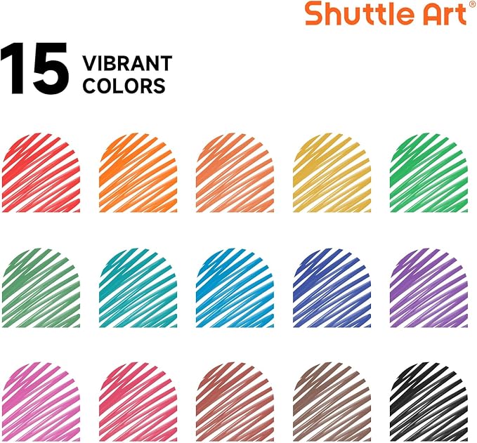 Shuttle Art Ultra Fine Dry Erase Markers, 15 Colors Whiteboard Markers with Erase, Dry Erase Markers Perfect For Writing on Whiteboards, Dry-Erase Boards,Mirrors for School Office Home
