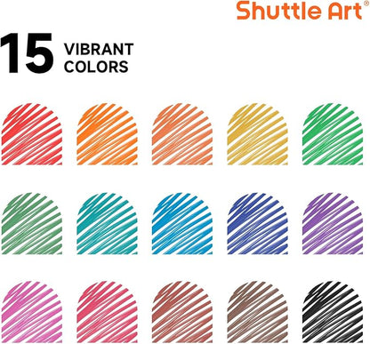 Shuttle Art Ultra Fine Dry Erase Markers, 15 Colors Whiteboard Markers with Erase, Dry Erase Markers Perfect For Writing on Whiteboards, Dry-Erase Boards,Mirrors for School Office Home
