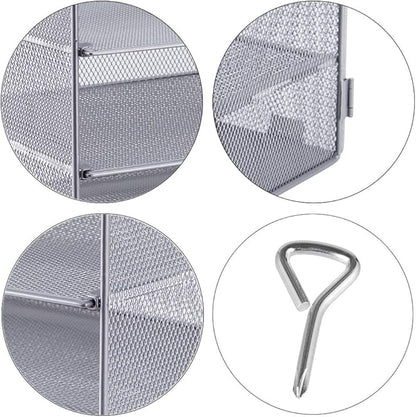EASEPRES 5 Slot Mesh Desk Organizer Tray, File Paper Letter Folder Holder Desktop Paper Sorter Mail Organization Rack Storage Accessories, for Office Home School Classroom, Silver