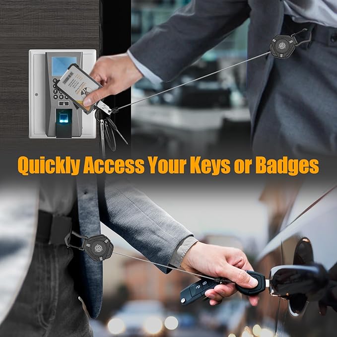 Oaridey Magnetic Retractable Keychain, Heavy Duty Carabiner Badge Holder with Phone Tether Tabs, Tactical ID Badge Reel with 31.8'' Coated Steel Cord and Lobster Clasp, Bearing 10.0 oz - 1 Pack