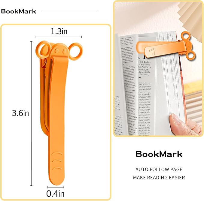3pcs Page Bookmarks for Reading, Automatic Book Marks Tailored for Book Enthusiasts, Unique and Cute Book Page Holder Markers Clip Reading Accessories Gifts（Green Pink Orange）
