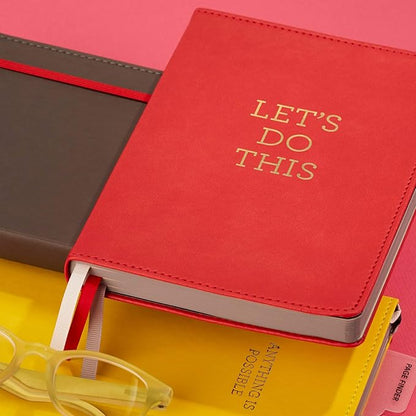 C.R. Gibson Red Leatherette "Let's Do This" Dot Grid Notebook Journal, 6" W x 8.5" L, 240 Pages