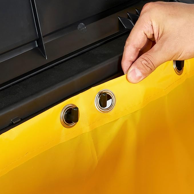 Restaurantware-Clean Tek Professional Janitor Cart with Wheels, 1 Cleaning Trolley with Cover and 21 Gallon Bag - 3 Shelves, Heavy-Duty, Gray Plastic Commercial Janitorial Cart, for Restaurants