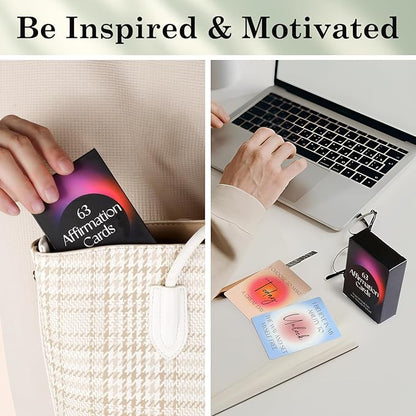 Affirmation Cards for Women, 63 Unique Positive Affirmation Cards, Daily Affirmations for Inspiration, Mindfulness, & Self-Care Gifts for Women