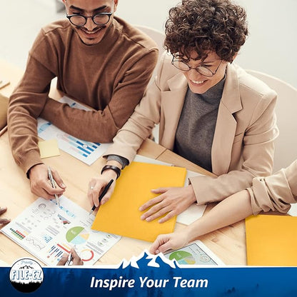 FILE-EZ Two-Pocket Folders, Yellow, 125-Pack, Textured Paper, Letter Size (EZ-32470)