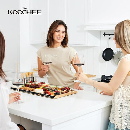 Charcuterie Board Gift Set: Large Bamboo Cheese Board with Chalkboard Edge & Forks - Ideal for Housewarming, Weddings, Bridal Showers, and Unique Gifts for Mom