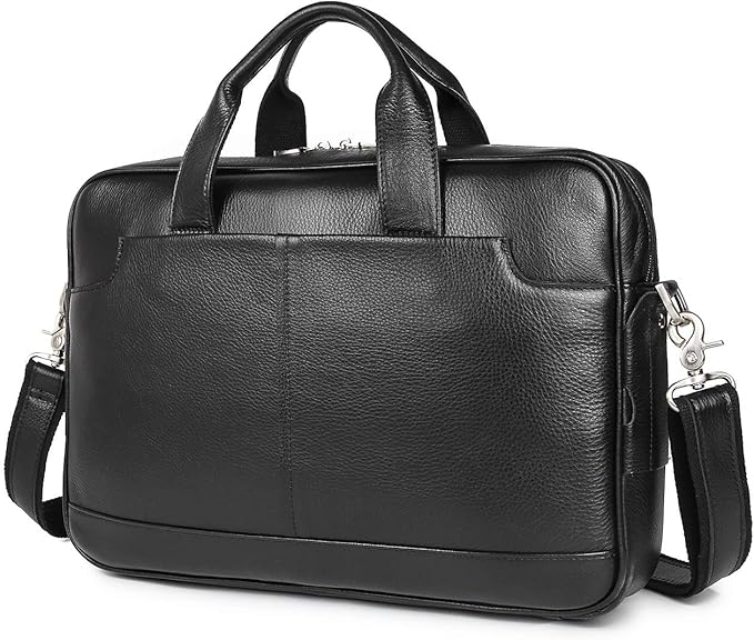 Augus Leather Laptop Briefcase for Men,Waterproof Travel Messenger Duffle Bags 15.6 Inch Laptop Bag