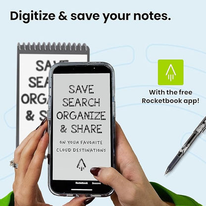 Rocketbook Smart Reusable Notebook, Mini Spiral Notebook, Neptune Teal, (3.5" x 5.5")