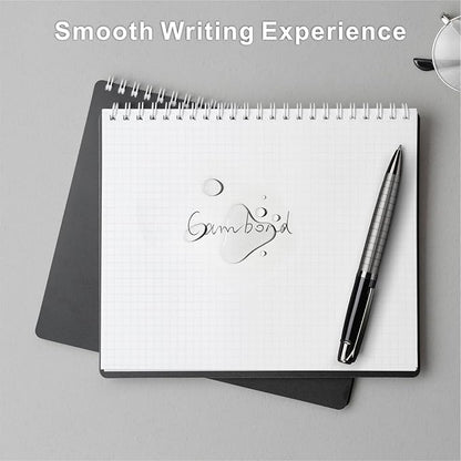 Cambond Metal Pens - Bulk Black Pens with 6 Refills (Silver with Black), 1.0 mm Medium Point for Journaling, Gifting, Business, Men, Police, Flight Attendants