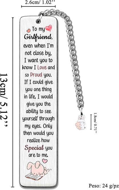 Girlfriend Bookmarks Birthday Gift Woman Christmas Encourage Bookmark Valentines Day Distance Miss You Rabbit Present Appreciate Engagement Love Reminder Keepsakes Sweet I Love Proud of You for Her