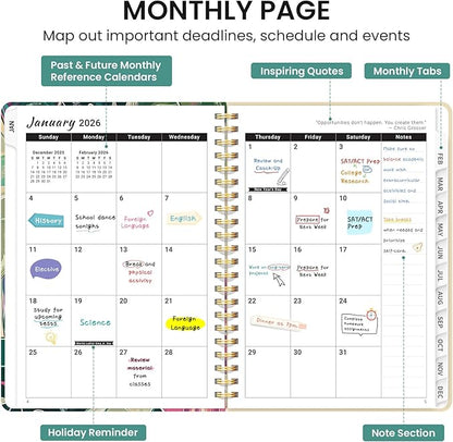 2026 Planner, Aesthetic Weekly and Monthly Planner for Women, Jan 2026 to Dec 2026, Hardcover 2026 Calendar Book with Monthly Tabs, Inner Pocket, Perfect for Office Home School - A4 (8.5" x 11"), Monstera