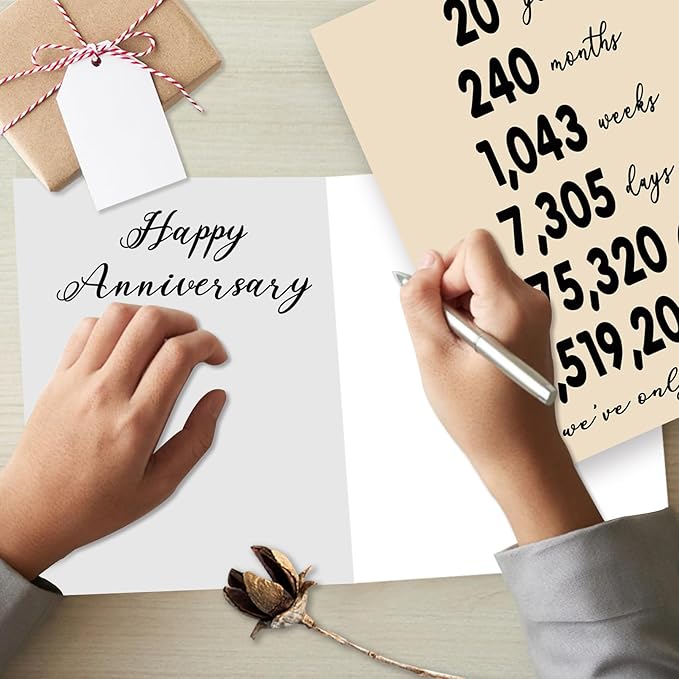 YiKaLus Funny 20th Wedding Anniversary Card Gifts for Mom Dad, Great 20 Wedding Years Aday Gift Ideas for Husband Wife, Vintage Twenty Years Aday Gifts for Him Her