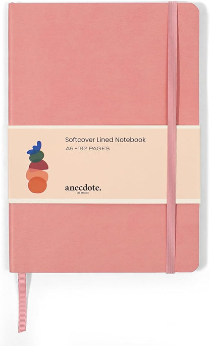 Softcover Ruled Journal with Thick 80 gsm Lined Cream Paper A5 size (8.3 inches x 5.4 inches) - Daily Writing Notebook Journal for Travel, School and Office Use - Diary Journal for Women and Men - Blush Pink