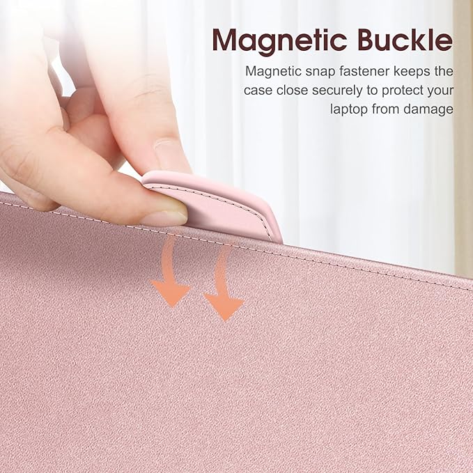 Fintie Sleeve Case for MacBook Air 15 Inch A3114 A2941 (2023 2024 Release), Premium PU Leather Folio Book Cover for MacBook Air 15.3" M2 M3 Chip with Liquid Retina Display and Touch ID, Rose Gold