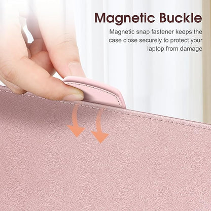 Fintie Sleeve Case for MacBook Air 15 Inch A3114 A2941 (2023 2024 Release), Premium PU Leather Folio Book Cover for MacBook Air 15.3" M2 M3 Chip with Liquid Retina Display and Touch ID, Rose Gold