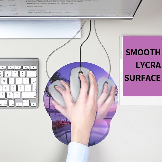eulps Mouse Pad with Wrist Rest, Comfortable Computer Mousepad with Gel Wrist Support Smooth Surface and Non-Slip PU Base for Pain Relief, Laptop, Office & Home (Mauve Twilight)