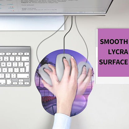 eulps Mouse Pad with Wrist Rest, Comfortable Computer Mousepad with Gel Wrist Support Smooth Surface and Non-Slip PU Base for Pain Relief, Laptop, Office & Home (Mauve Twilight)