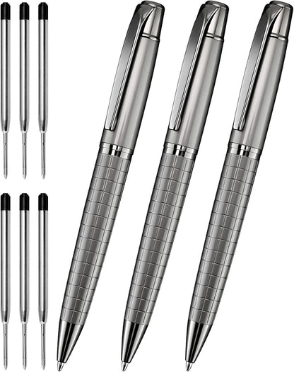 Cambond Ballpoint Pens Black Pens - Bulk Pens Metal Pen for Journaling Gift Business Men Police Flight Attendants 1.0 mm Medium Point Nice Pens, 3 Pens with 6 Refills (Gun Black)