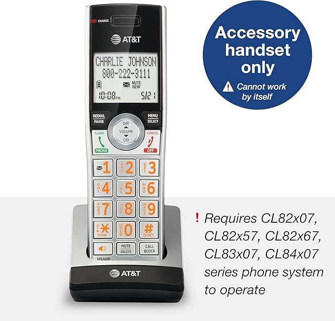 AT&T CL80107 Additional Handset for CL82x07, CL82x57, CL82x67, CL83x07, CL84x07 Series Cordless Phone
