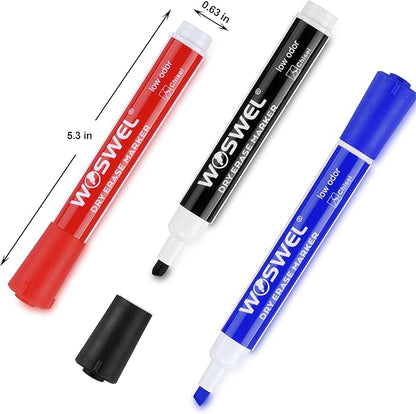 Dry Erase Markers, 60 Bulk Pack, 12 Assorted Colors Chisel Tip Whiteboard Markers, Chisel Point Low Odor Dry Erase Markers