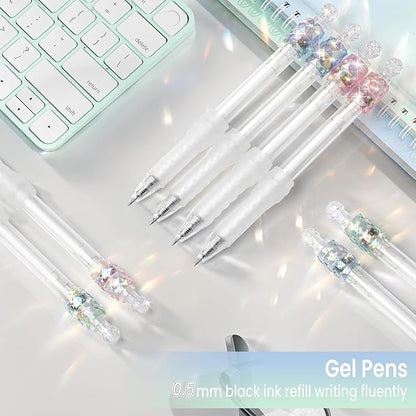 Gel Pens Office School Supplies Gifts for Women Men, Rotating Stress Relief Pen, 8 Pcs 0.5mm Black Ink Pens, Quick Dry Pens For Journaling, School Supplies for Teenagers (Colorfuls Non-Mute)