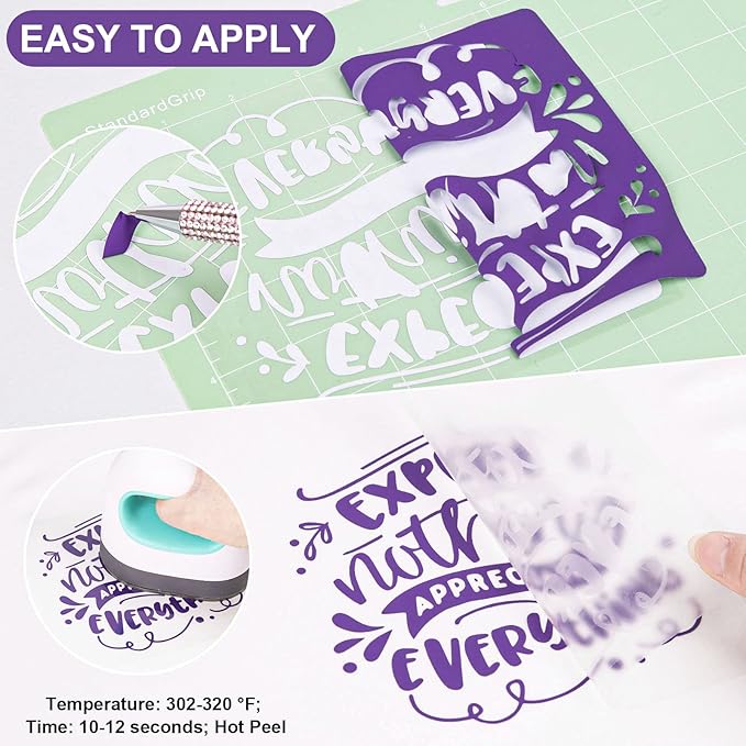 VINYL FROG Heat Transfer Vinyl Roll HTV Vinyl - 12" x5ft Purple Iron on Vinyl for T-Shirts, Heat Press Vinyl for DIY Craft Designs (Purple)