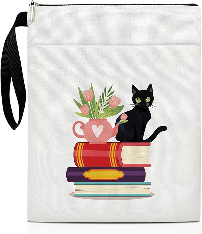 Black Cat Book Book Sleeve, Book Lovers Gifts Book Pouch Book Sleeve with Zipper and Front Pocket Reader Gifts Birthday Gifts for Adult Teen Teacher -10