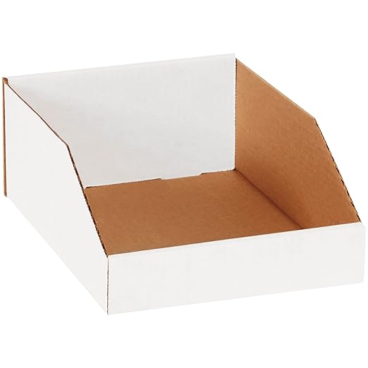Partners Brand PBINMT912 Open Top Bin Boxes, 9" x 12" x 4 1/2", Oyster White (Pack of 50)