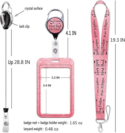 School Teachers Lanyard for ID Badge & Keys Rainbow Badge Holder & Retractable Badge Reel Cute Boho Floral Key Lanyard for Women Girls Nurse Preppy Keychain Lanyard ID Holder(Be Kind)