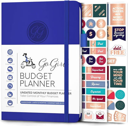 GoGirl Budget Planner – Monthly Financial Planner Organizer Budget Book. Expense Tracker Notebook Journal to Control Money, Compact (Royal Blue)