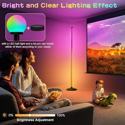 2PCS Corner Floor Lamp,70" Smart RGBW LED Corner Lamp with Glow Ball Light,16 Million Colors Changing Corner Lamp with Remote and App Control,Music Sync&Timing Smart Floor Lamp for Living Room