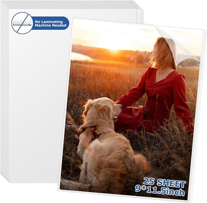 25 Sheets Self Seal Laminating Pouches 8.5 * 11inch Self Adhesive Laminating Sheet No Heat No Laminating Machine Needed for Letter Size Card