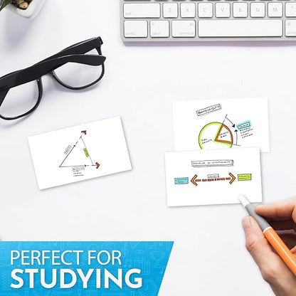 Home Advantage 3.5x5 Blank Index Cards - 50 Pack of Heavy Duty Bleed Proof Note Cards & Flashcards