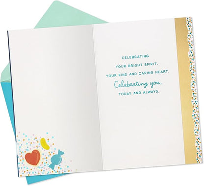Hallmark Birthday Card (Celebrating You) Confetti Cake Card for Friend, Coworker, Kid